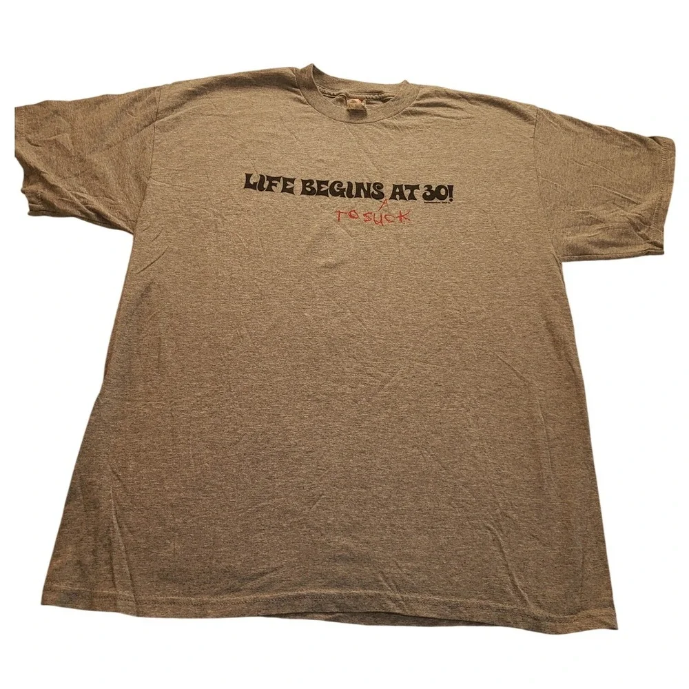 Alstyle Life Begins At 30 To‎ Suck Graphic T-Shirt Gray Men's XL Funny B-day Tee